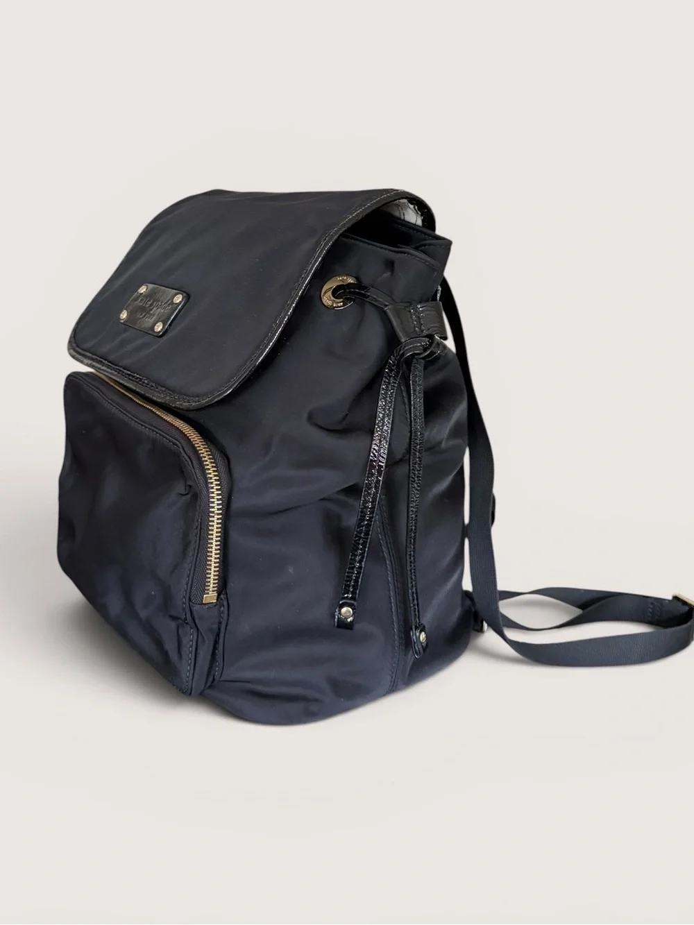 kate spade Black Nylon Small Flap Backpack with Front Pocket